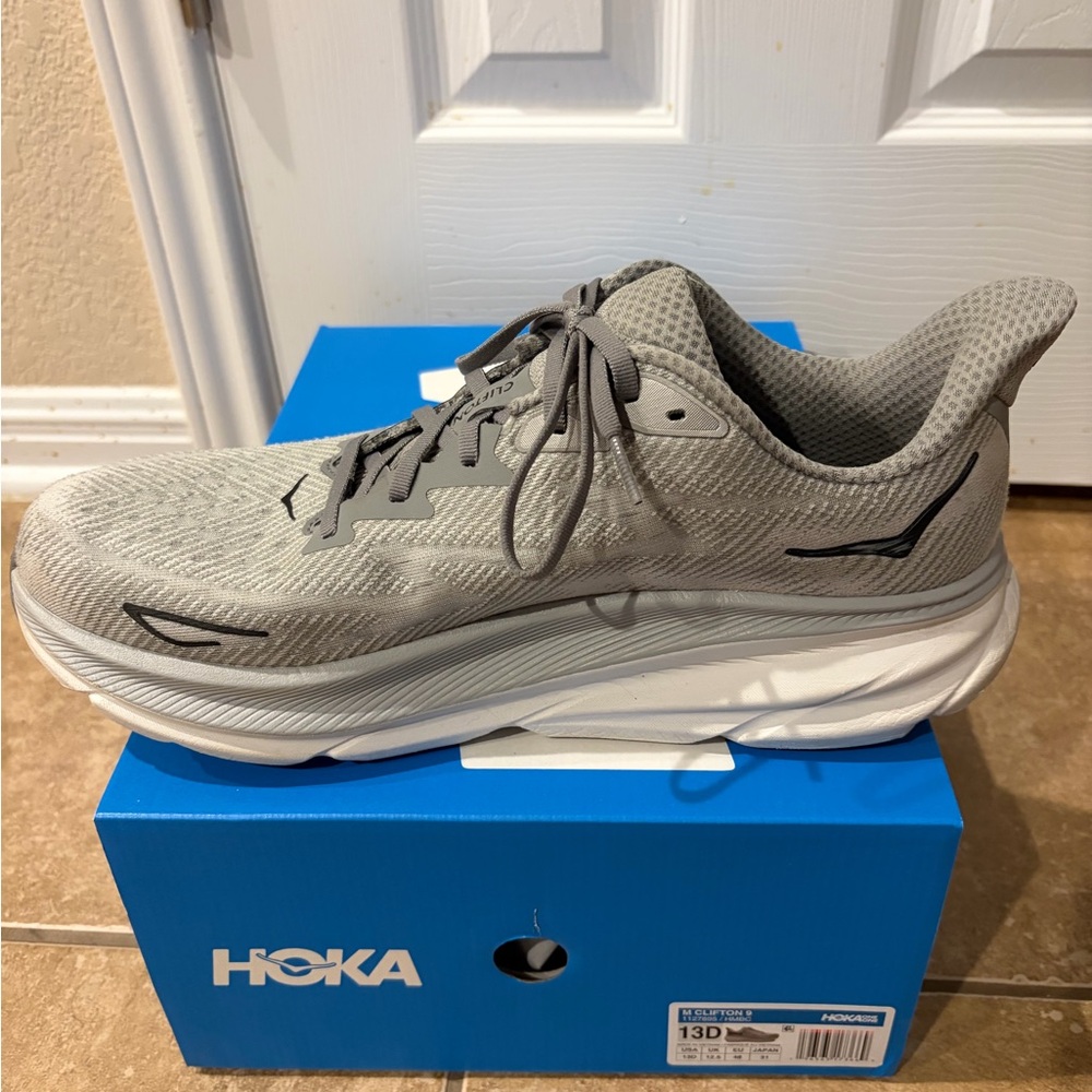 Hoka Clifton 9 Light Gray Men’s Shoes Size 13 - Picture 5 of 10